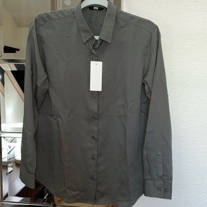 Button down forest green blouse.